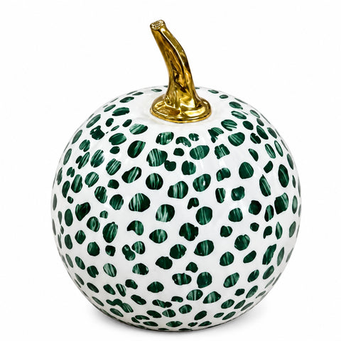 Hand Painted Metal Pumpkin Collection in White + Green