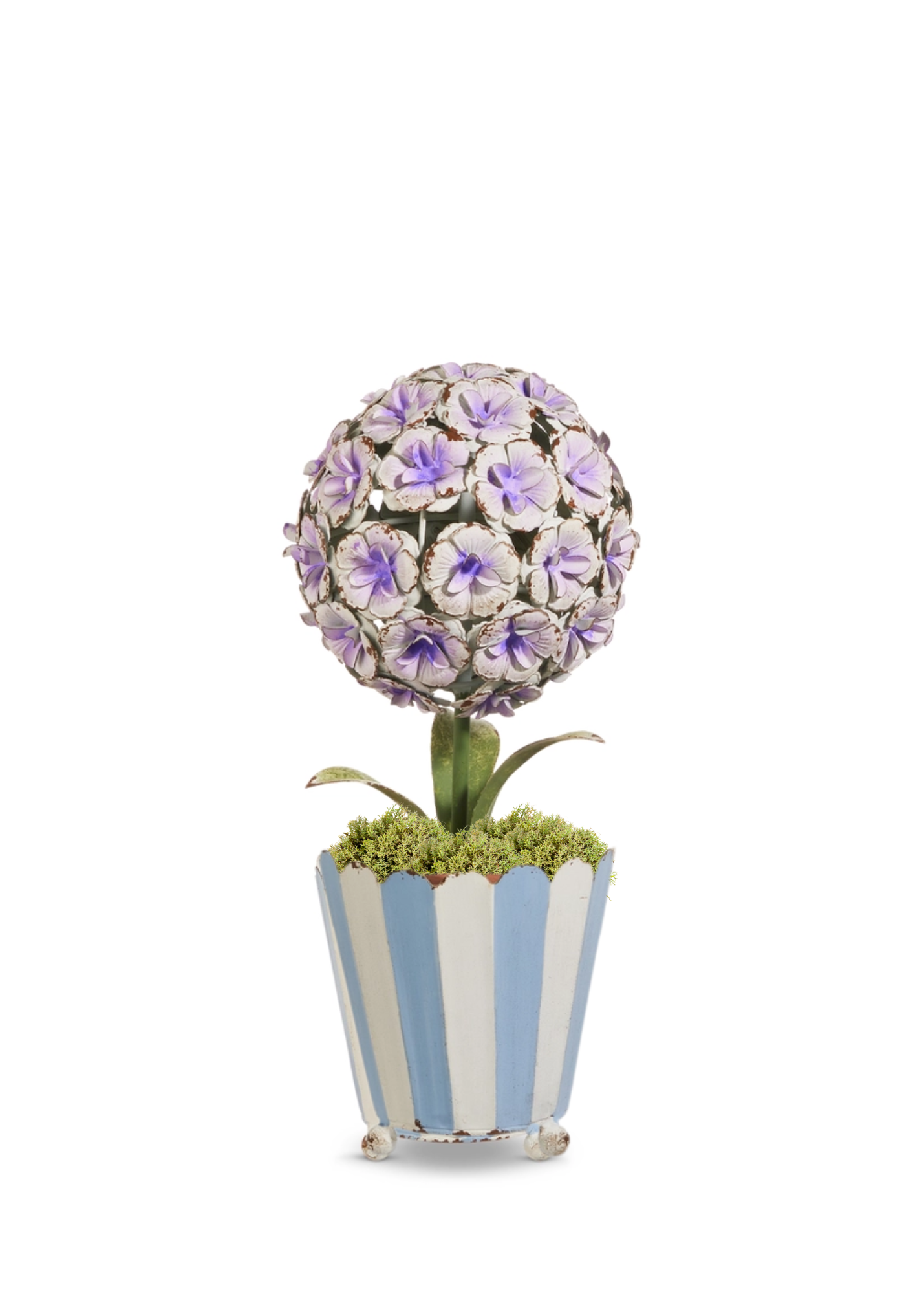 Handpainted Metal Hydrangea Topiary in Purple
