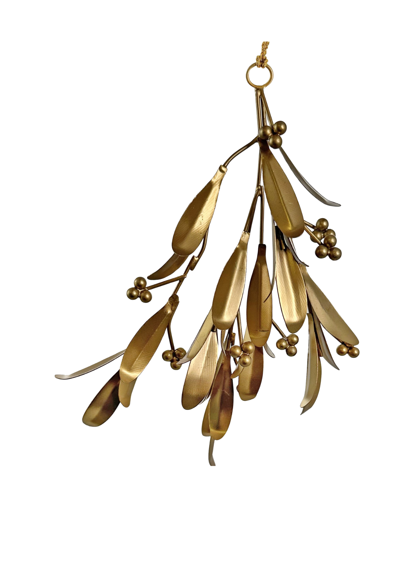 Hanging Metal Mistletoes with Glass Beads in Brass