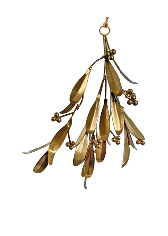 Hanging Metal Mistletoes with Glass Beads in Brass
