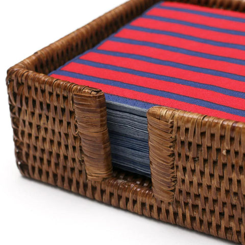 Rattan Cocktail Napkin Holder In Dark Brown
