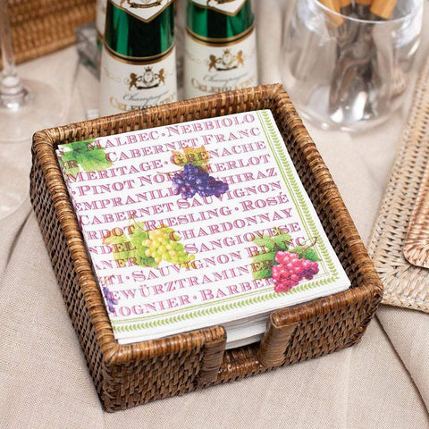 Rattan Cocktail Napkin Holder In Dark Brown