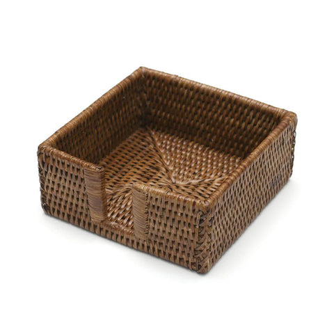 Rattan Cocktail Napkin Holder In Dark Brown
