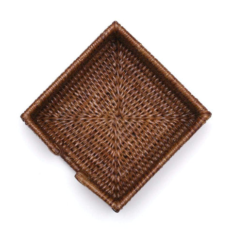 Rattan Cocktail Napkin Holder In Dark Brown
