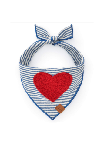 Heart Applique Striped Pet Bandana