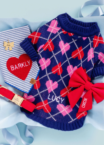 Heart Applique Striped Pet Bandana