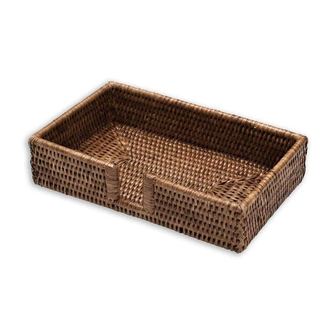 Rattan Guest Towel Holder In Dark Brown