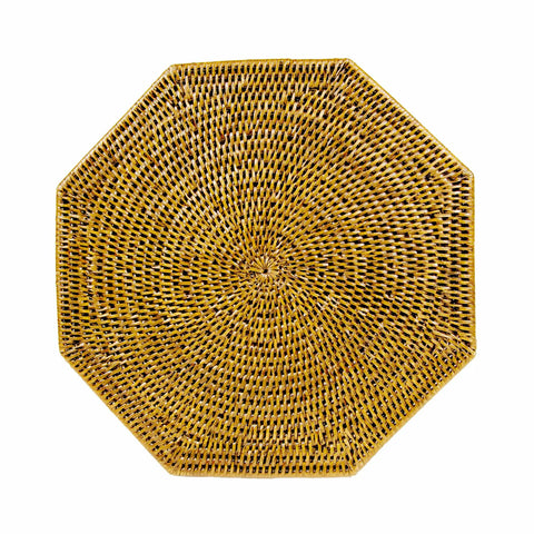 Rattan Octagonal Placemat In Honey Brown