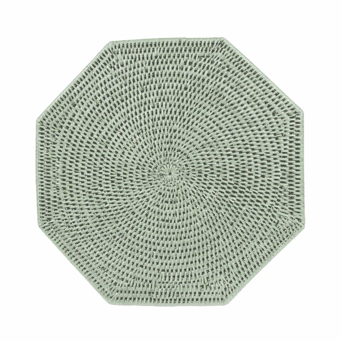 Rattan Octagonal Placemat In Celadon