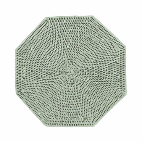 Rattan Octagonal Placemat In Celadon