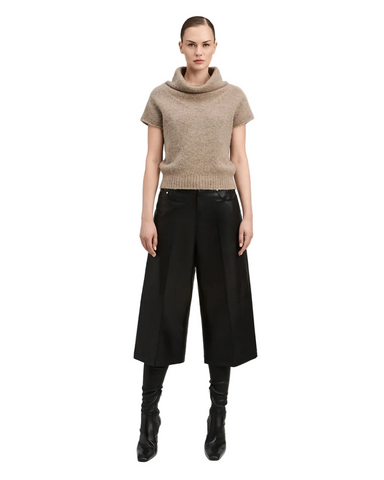 Imaan Alpaca Cap Sleeve Funnel Neck Sweater In Natural