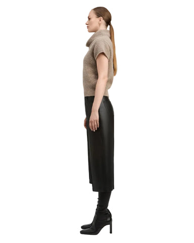 Imaan Alpaca Cap Sleeve Funnel Neck Sweater In Natural