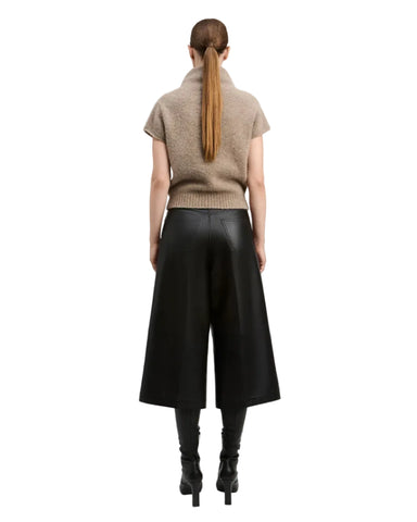 Imaan Alpaca Cap Sleeve Funnel Neck Sweater In Natural