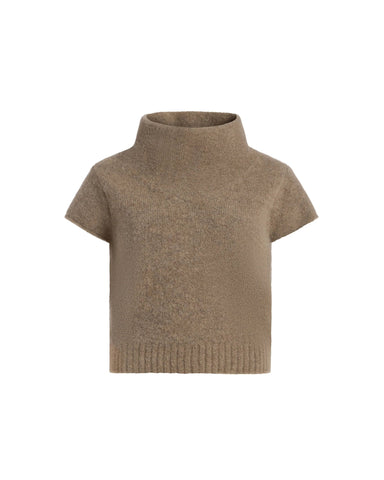 Imaan Alpaca Cap Sleeve Funnel Neck Sweater In Natural