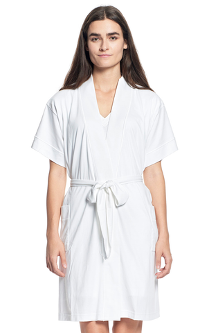 Butterknit Short Sleeve Short Robe in White