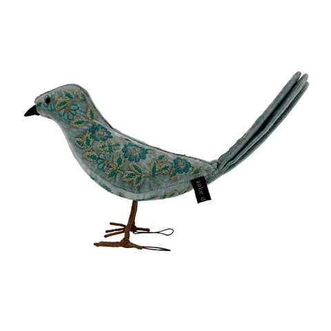 Moira Silk Velvet Standing Bird in Heavenly Blue