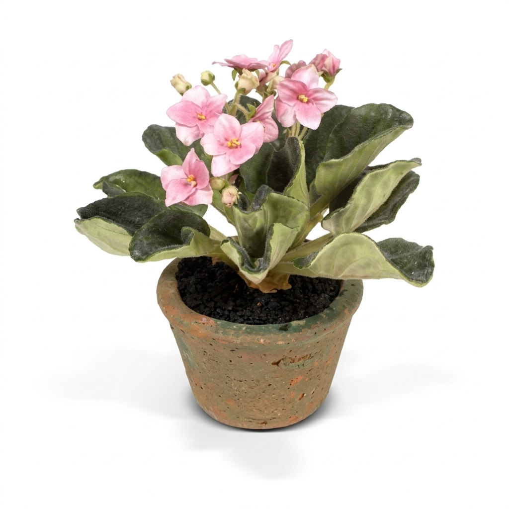 Light Pink African Violet In Terracotta Pot