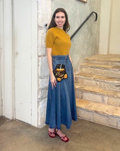 Imara Soft Mesh Stitch Short Sleeve Knit Top In Turmeric
