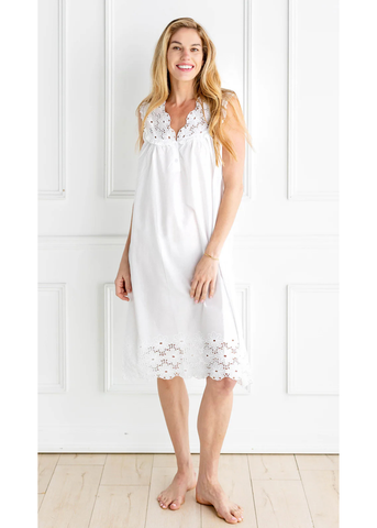 Eloise Eyelet Lace Gown in White