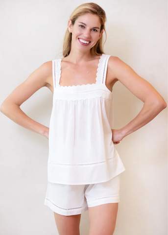 Poppy Cotton Pajama Set In White