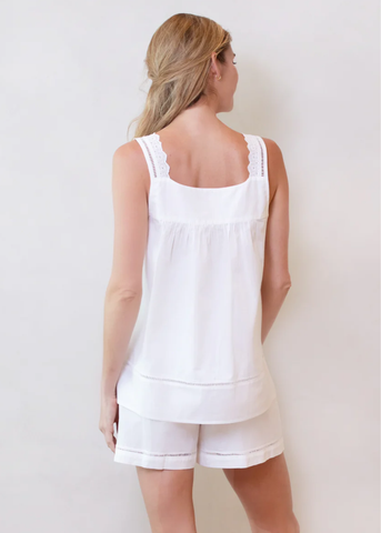Poppy Cotton Pajama Set In White