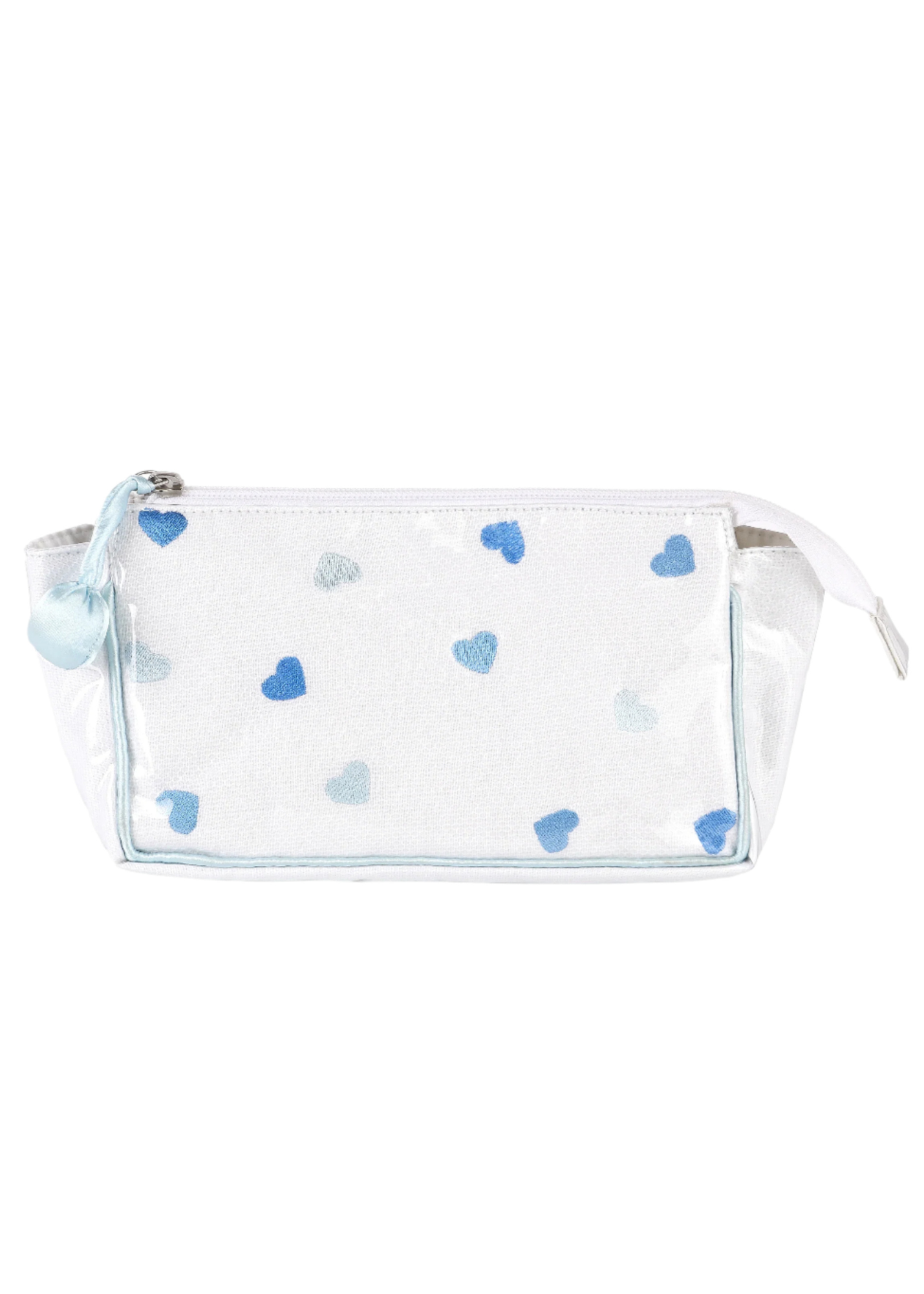 Josie Heart Embroidered Small Makeup Bag in Blue