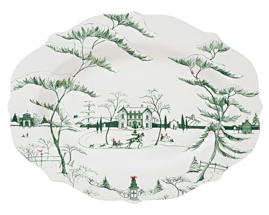 Country Estate Winter Frolic Serving Platter in Evergreen