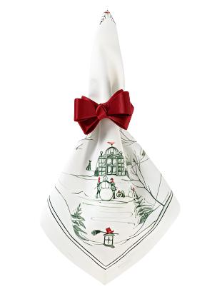 Country Estate Winter Frolic Cotton Napkin in Evergreen