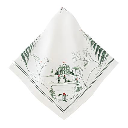 Country Estate Winter Frolic Cotton Napkin in Evergreen