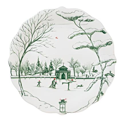 Country Estate Winter Frolic Party Plate Gift Box Set o 4 in Evergreen