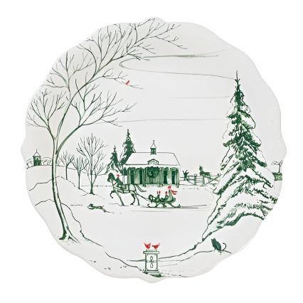 Country Estate Winter Frolic Party Plate Gift Box Set o 4 in Evergreen