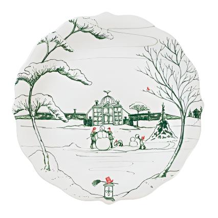 Country Estate Winter Frolic Party Plate Gift Box Set o 4 in Evergreen