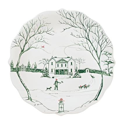 Country Estate Winter Frolic Party Plate Gift Box Set o 4 in Evergreen