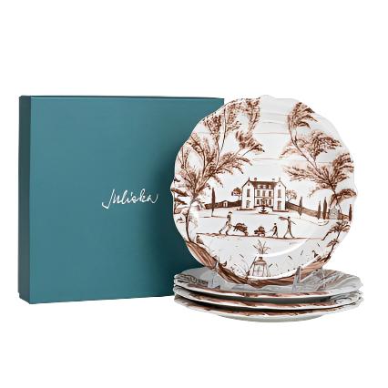 Country Estate Harvest Party Plate Box Set of 4 in Sepia