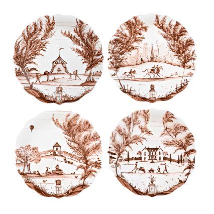 Country Estate Harvest Party Plate Box Set of 4 in Sepia