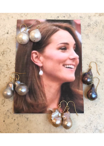 Kate Baroque Pearl Earring in Light Grey