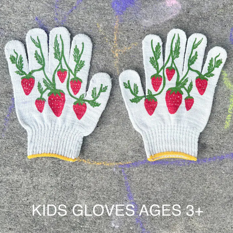 Screen-Printed Kids Strawberry Gardening Gloves