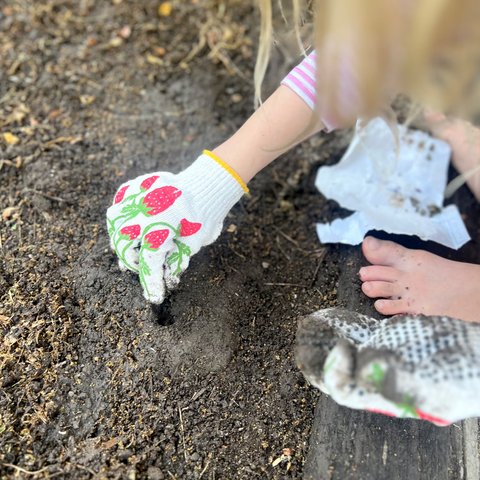 Screen-Printed Kids Strawberry Gardening Gloves