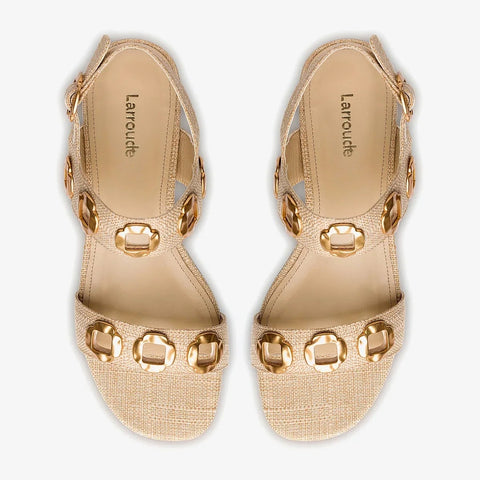 Milan Raffia Flat Sandals In Beige