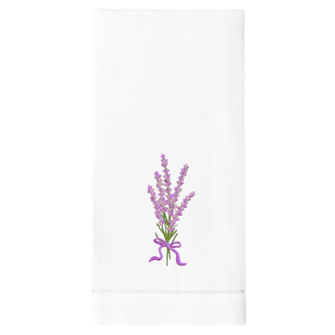 Lavender Bouquet Embroidered Linen Tea Towel