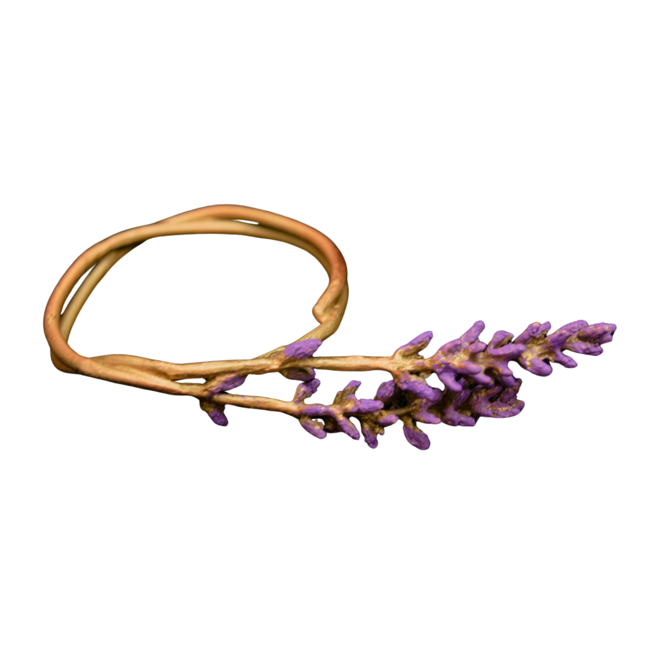 Lavender Sprig Metal Napkin Ring in Brass