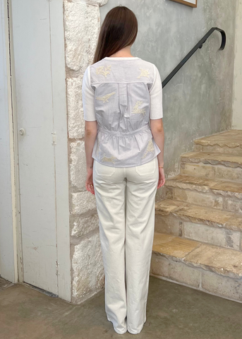 Lavinia Striped SS Combo Pull Over in Cream