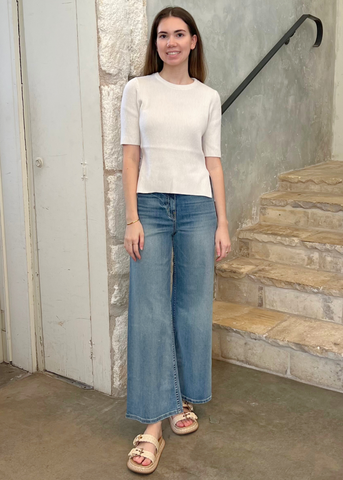 Lavinia Striped SS Combo Pull Over in Cream