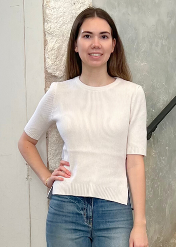 Lavinia Striped SS Combo Pull Over in Cream