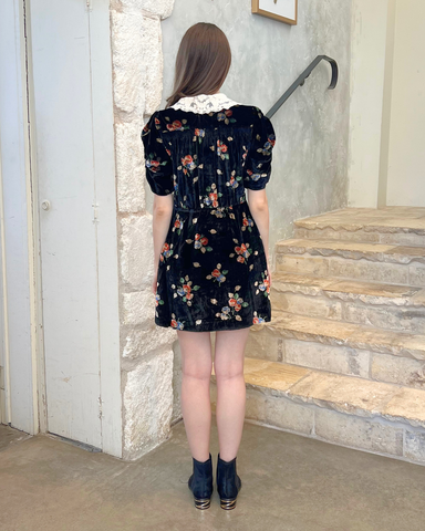 Leda Velvet Mini Dress In Black