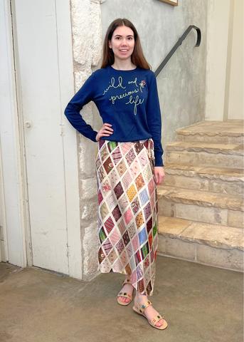 Emerson Diamond Print Silk Wrap Skirt