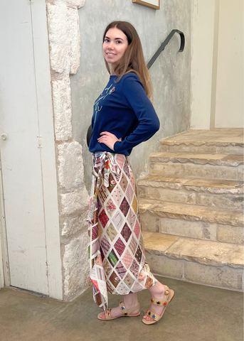 Emerson Diamond Print Silk Wrap Skirt