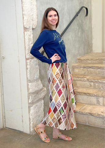 Emerson Diamond Print Silk Wrap Skirt