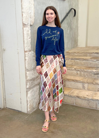 Emerson Diamond Print Silk Wrap Skirt