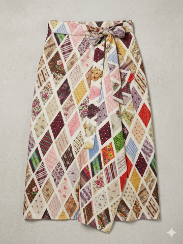Emerson Diamond Print Silk Wrap Skirt